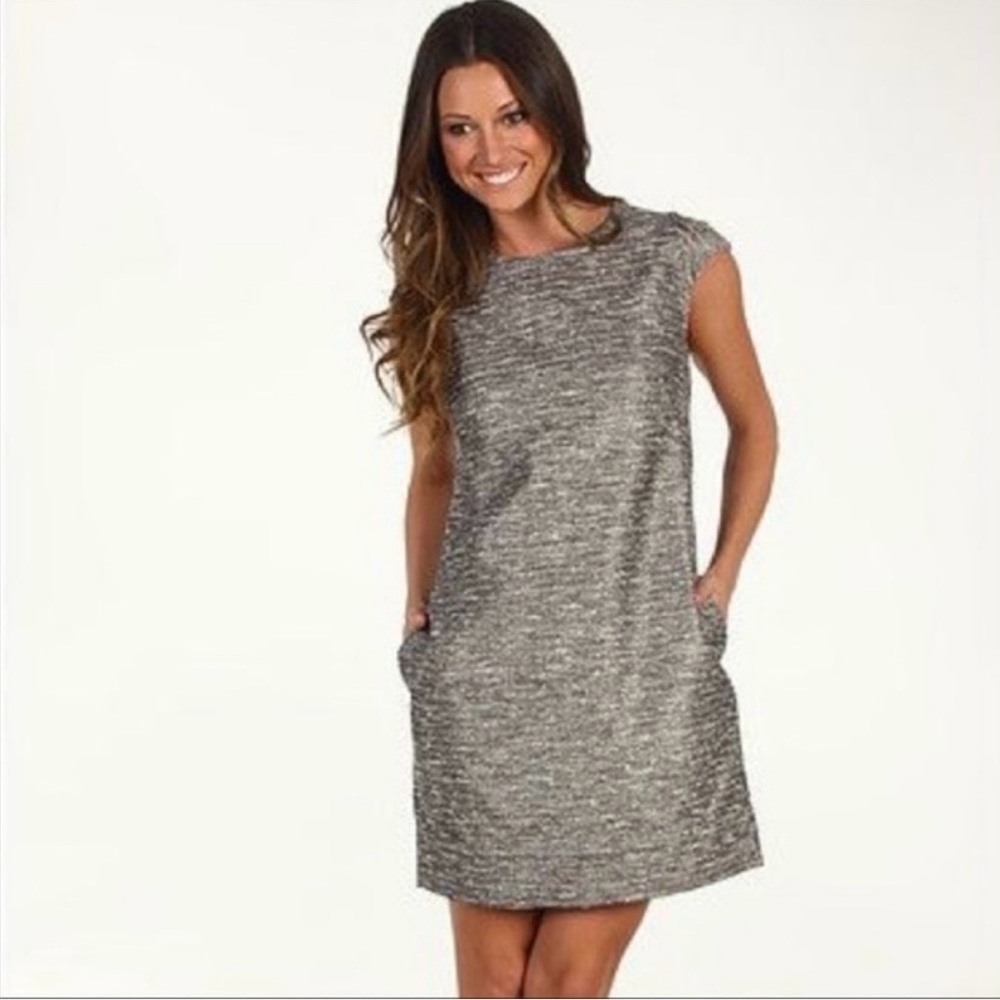Ted Baker Beliba Metallic Cap Sleeve Mini Dress, Size 1, US 4,  Silver/Cream